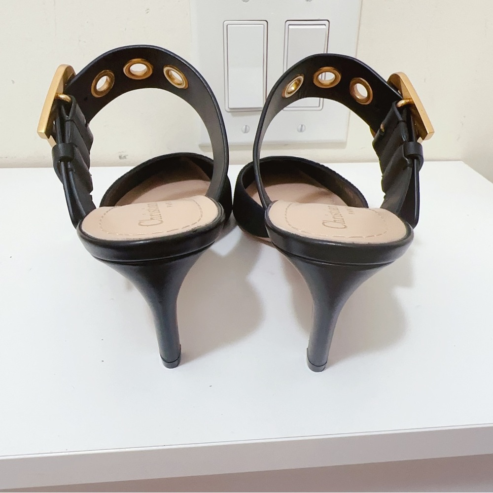 CHRISTIAN DIOR Technical Fabric Calfskin D-Dior Heeled Mule - Picture 8 of 11